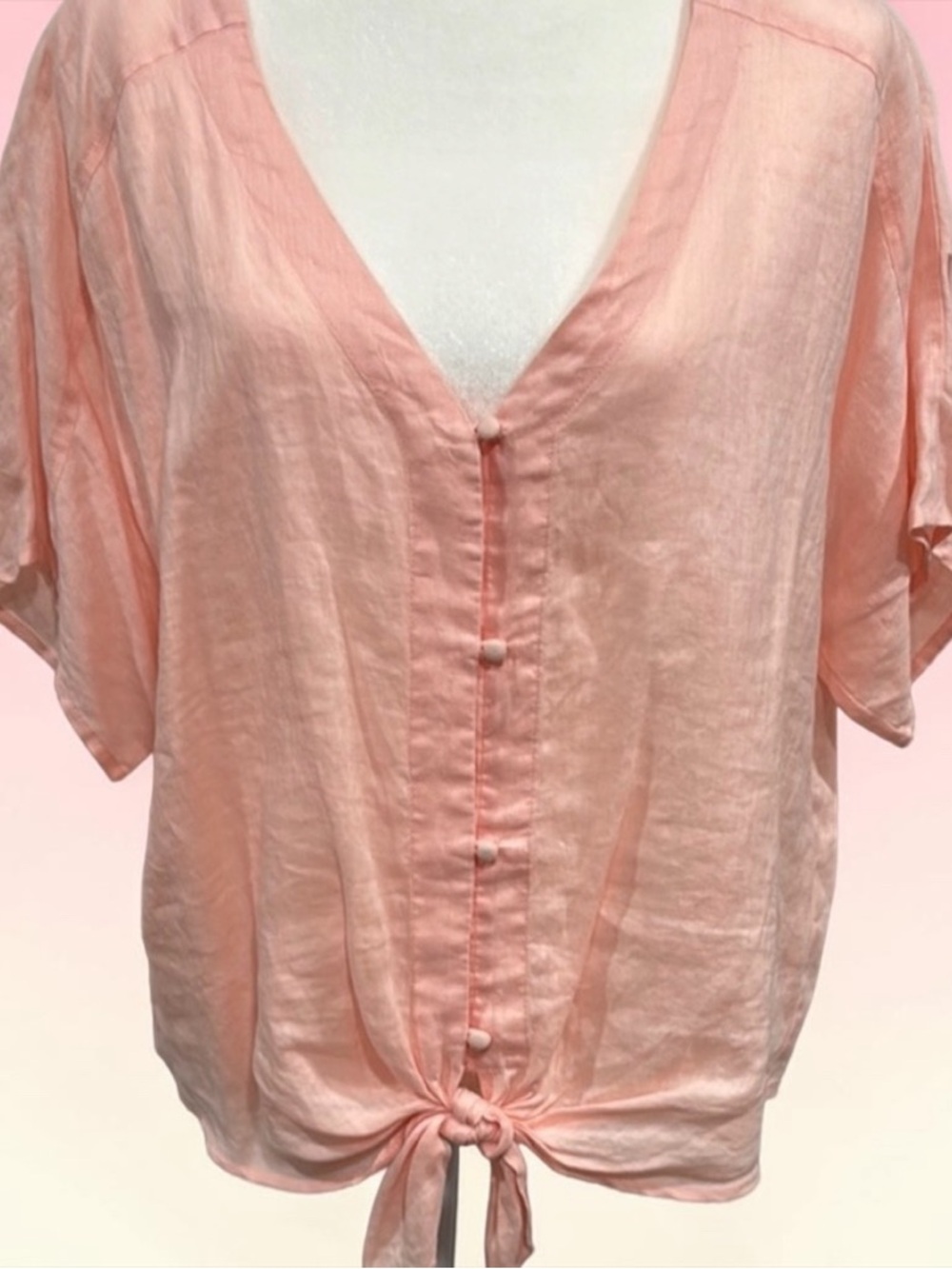 Vince Camuto Pink Relaxed Tie-Front Blouse